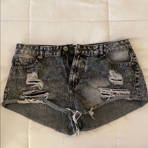 Kiss pink, Black acid wash shorts. Fits like sz 6.